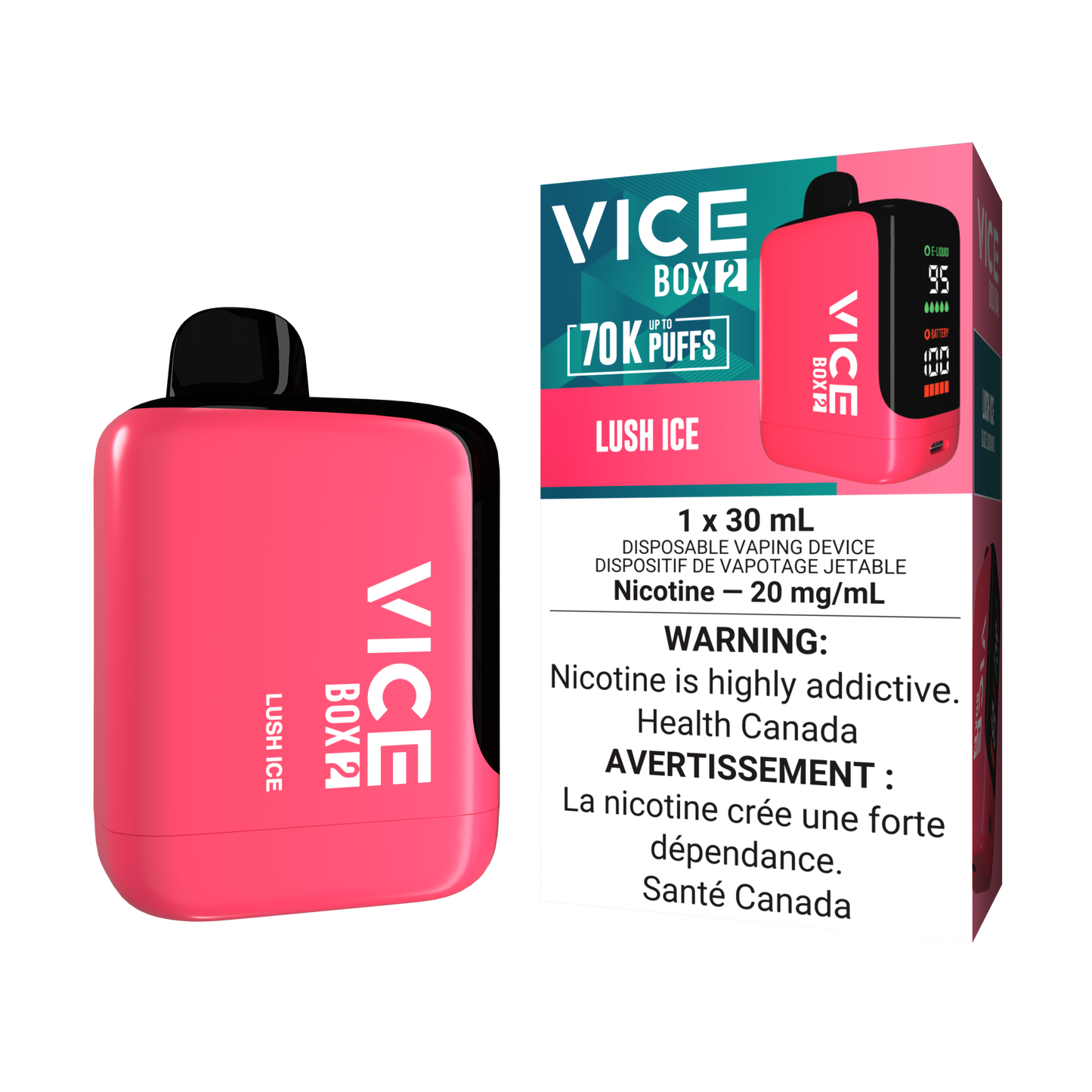 Vice Box 2 70k Puffs Lush Ice Rechargeable Disposable Vape 20Mg