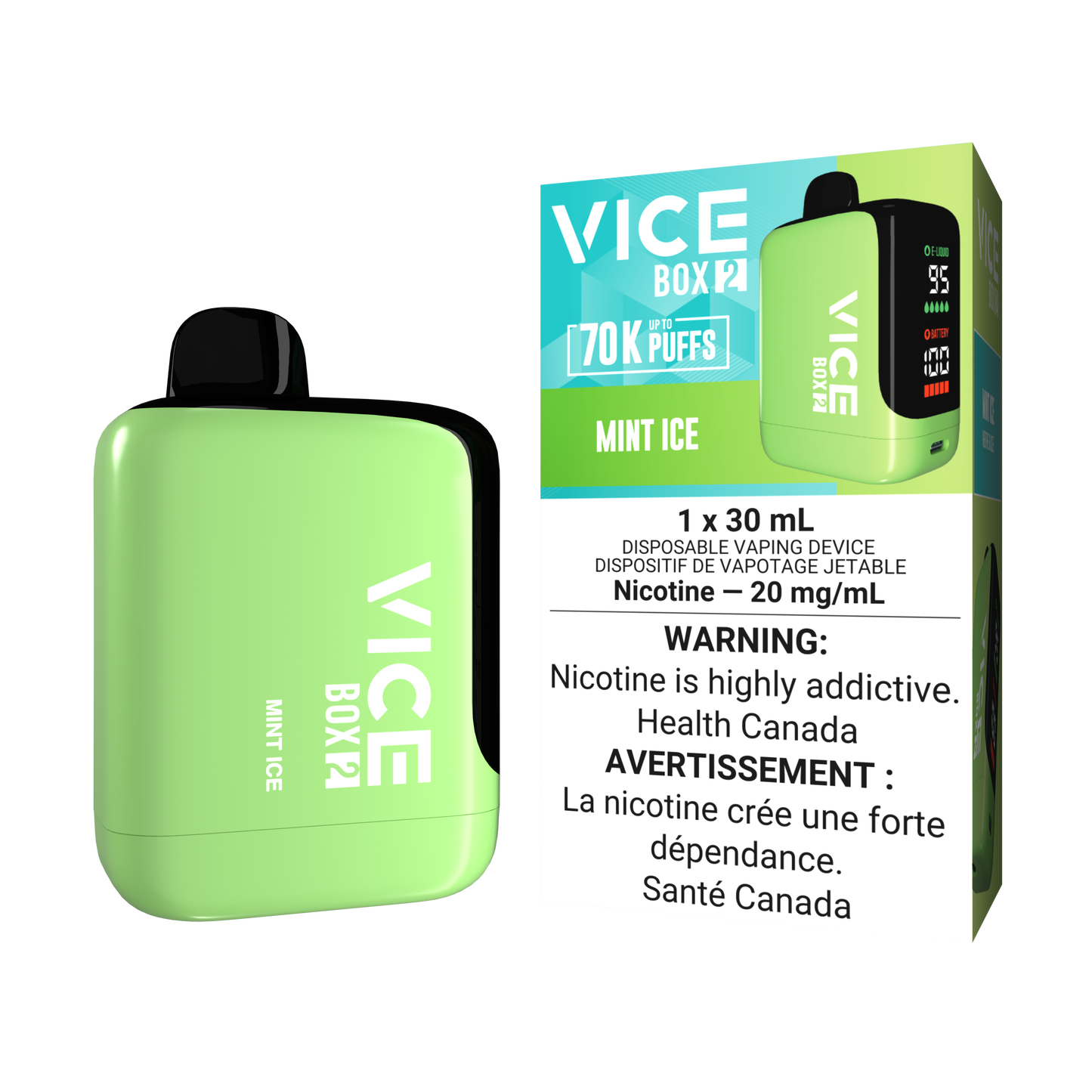 Vice Box 2 70k Puffs Mint Ice Rechargeable Disposable Vape 20Mg