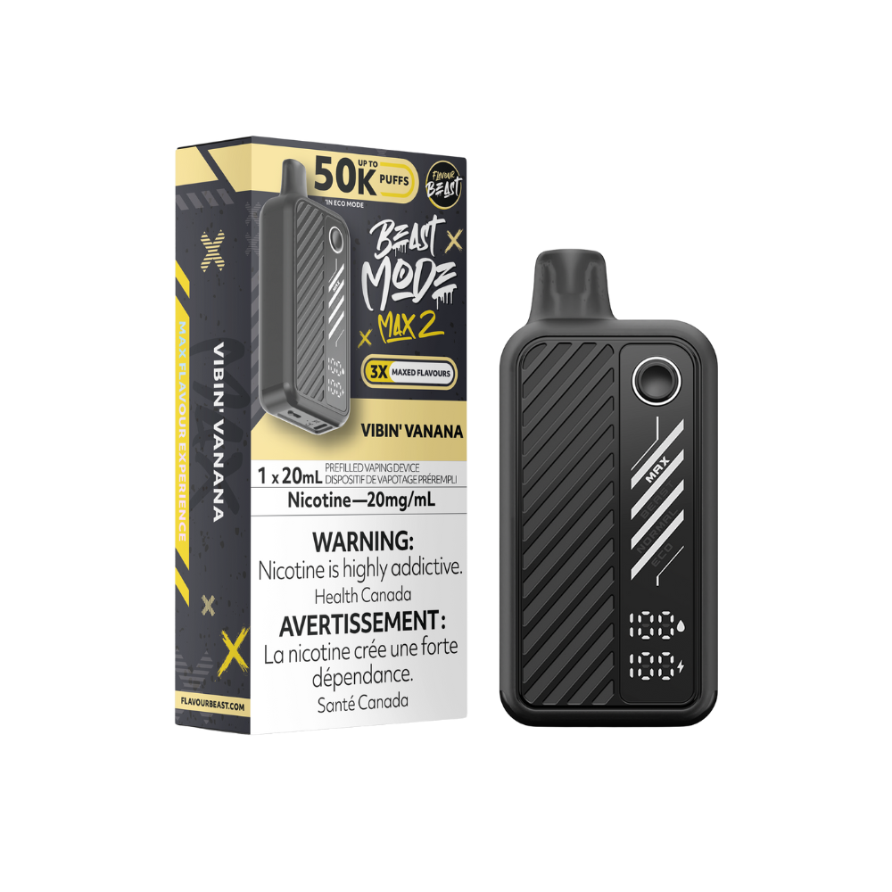 Saveur Beast Mode Max 2 50K bouffées Vibin' Vanana Vape jetable rechargeable 20Mg