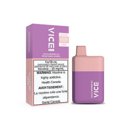 Vice Box 6000 6000 Puffs Peach Berries Ice Rechargeable Disposable Vape 20Mg