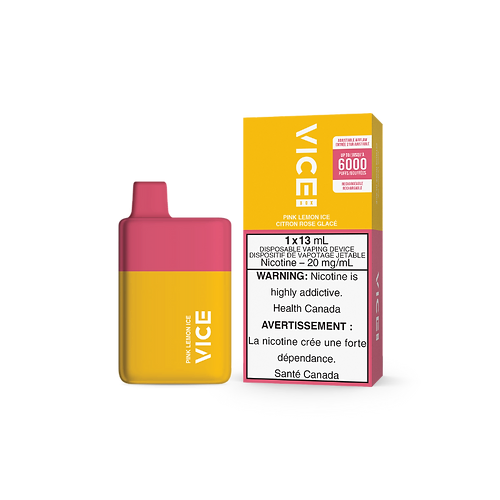 Vice Box 6000 6000 Puffs Cigarette Électronique Jetable Rechargeable Citron Glacé Rose 20Mg
