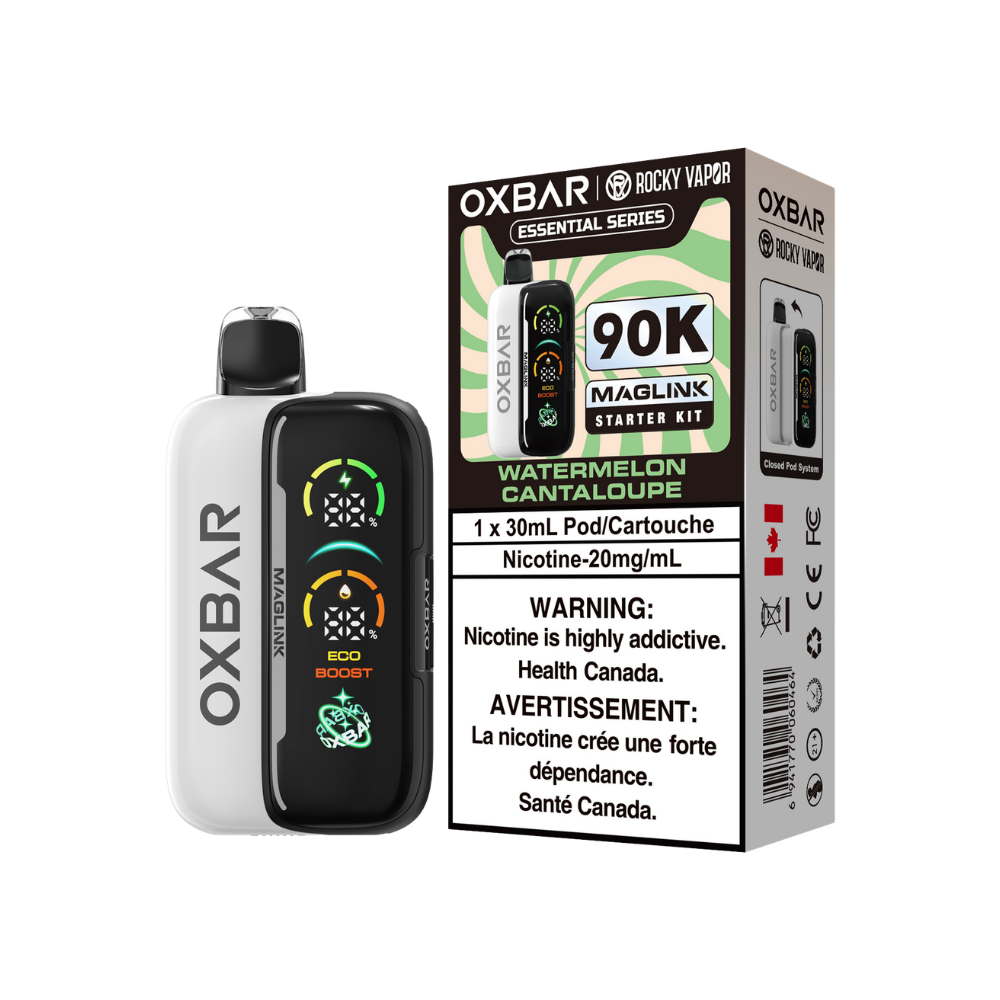 Kit de démarrage Oxbar Rocky Vapor Maglink 90 000 bouffées - Vape jetable rechargeable à système fermé de cartouches myrtille framboise 20 mg