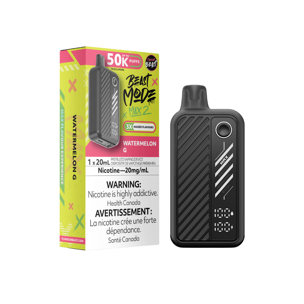 Flavour Beast Mode Max 2 50K Puffs Watermelon G  Rechargeable Disposable Vape 20Mg