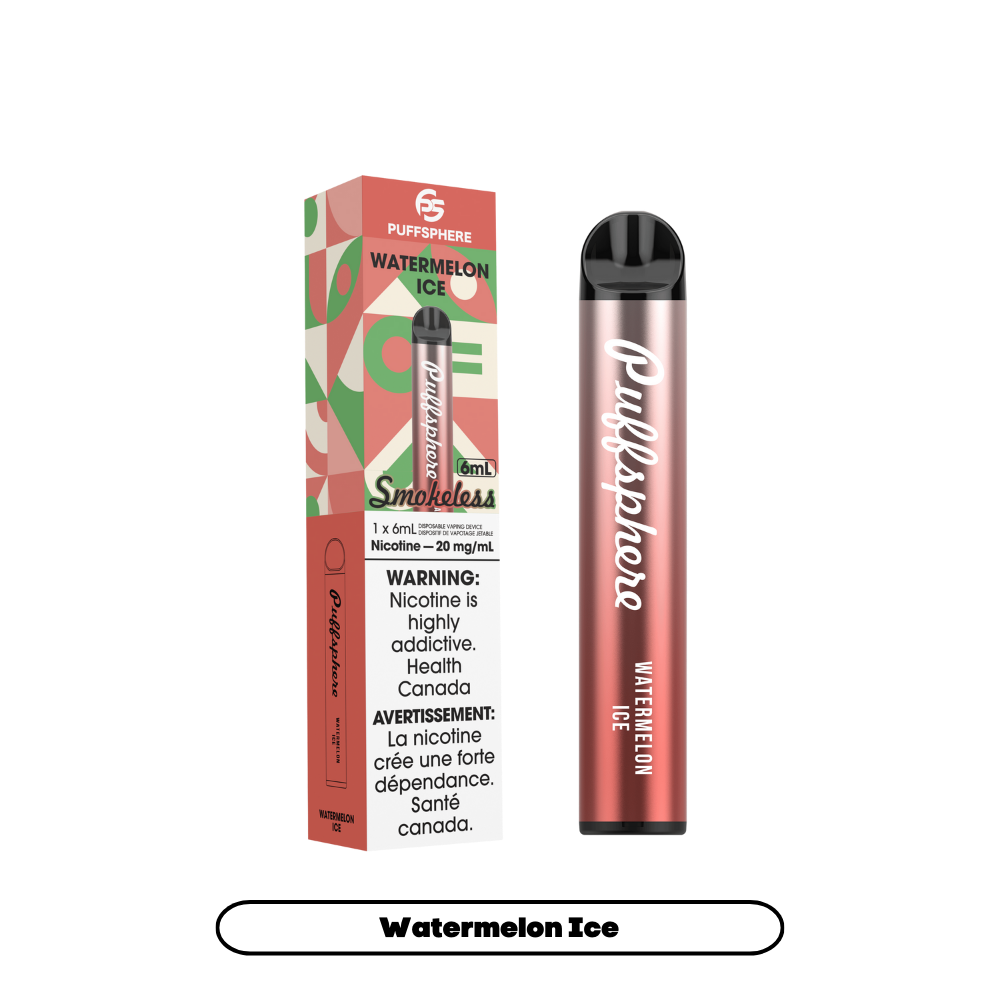 Puffsphere sans fumée - Vape jetable Glace à la fraise et à la pastèque 20mg