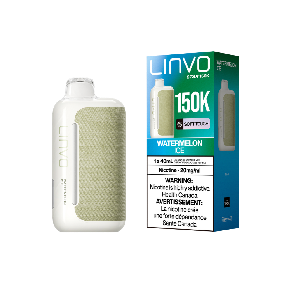 Vape jetable rechargeable Linvo Star 150K bouffées, pastèque glacée, 20 mg