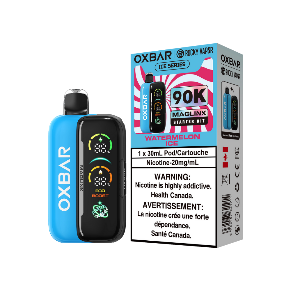 Oxbar Rocky Vapor Maglink Starter Kit 90K Puffs - Watermelon Ice Rechargeable Disposable/Closed Pod System Vape 20Mg