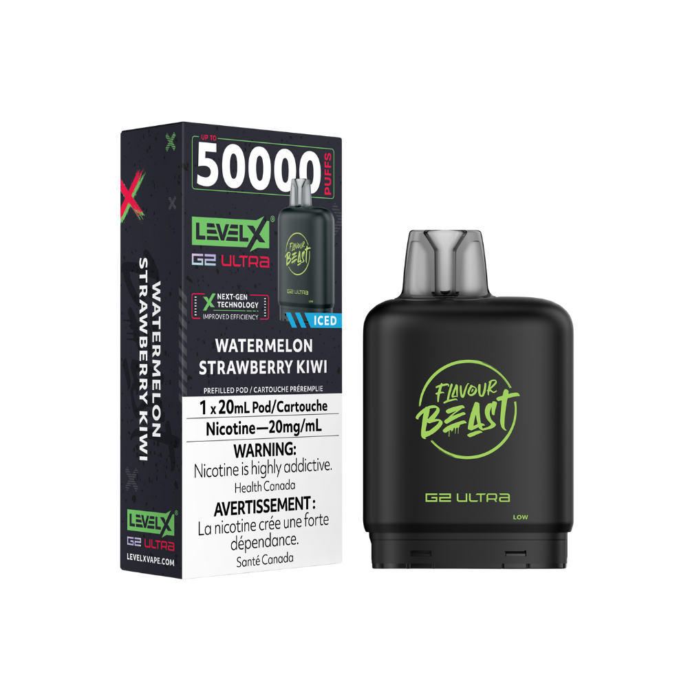 Flavour Beast Level X G2 Ultra 50K (Prefilled Pods) - Watermelon Strawberry Kiwi Iced