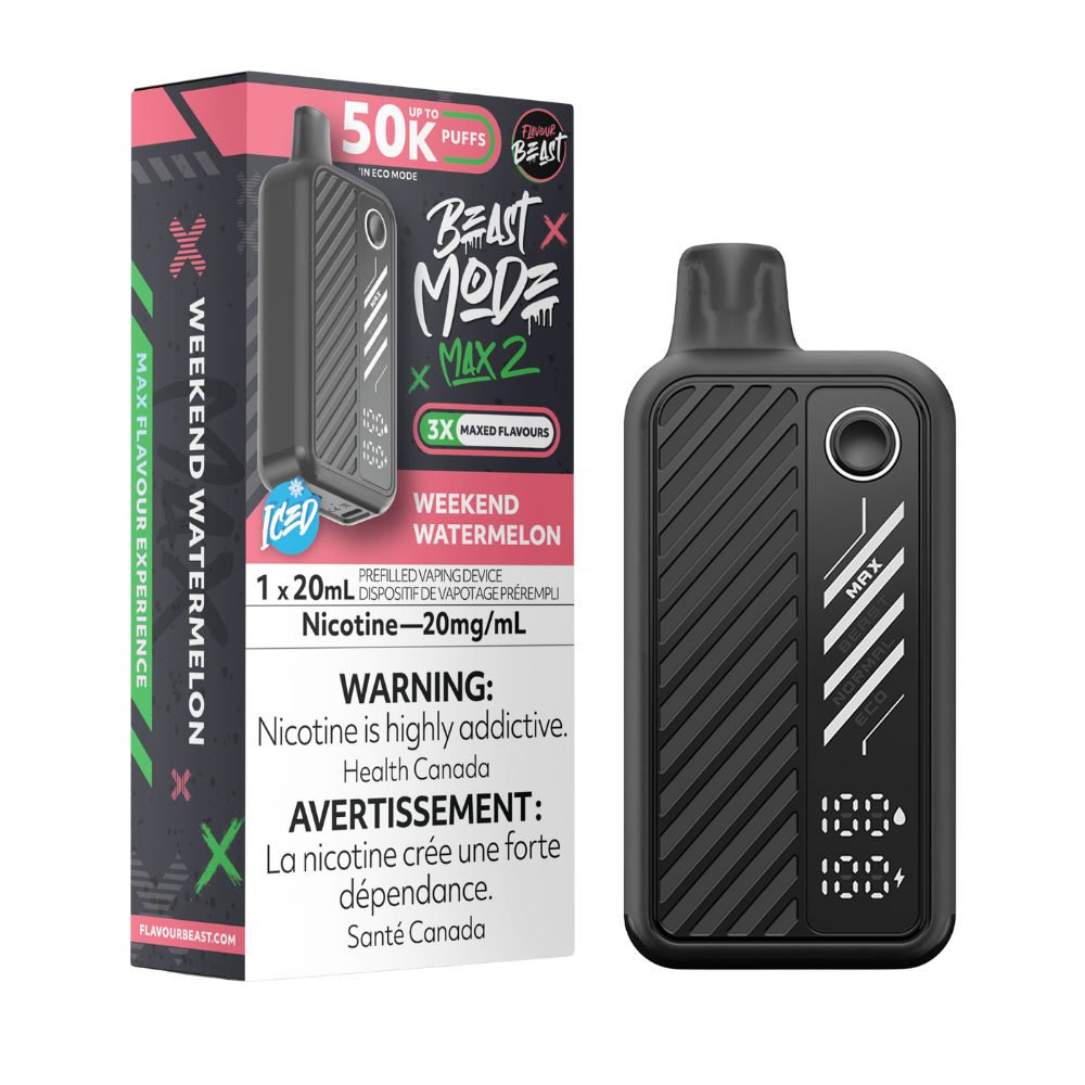 Flavour Beast Mode Max 2 50K Puffs Weekend Watermelon Iced Rechargeable Disposable Vape 20Mg