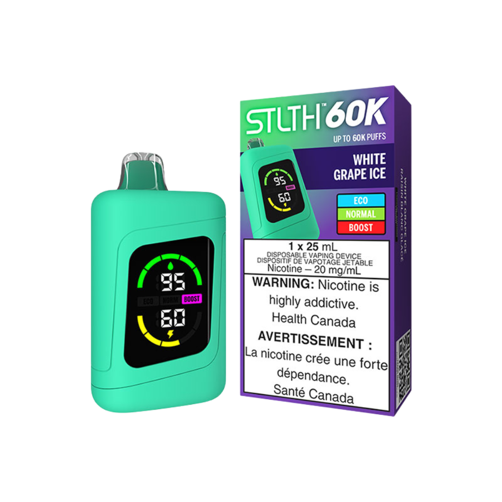 STLTH 60K Puffs - White Grape Ice Rechargeable Disposable Vape 20Mg