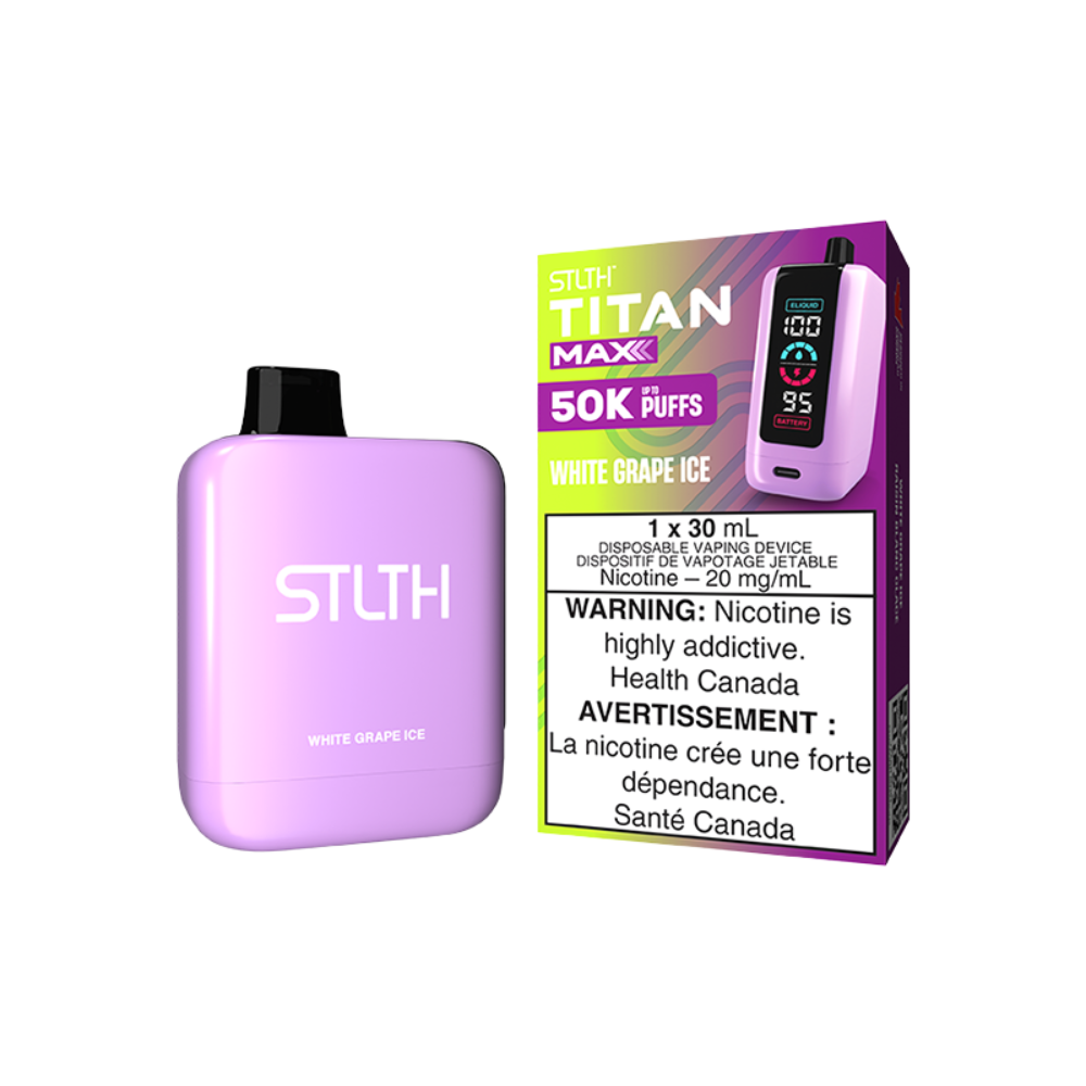 STLTH Titan Max 50K Puffs - White Grape Ice Rechargeable Disposable Vape 20Mg
