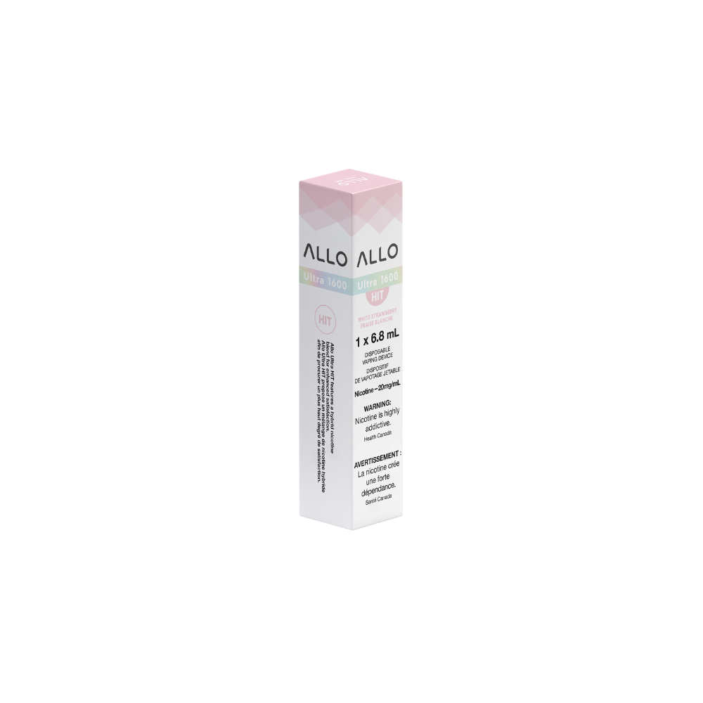 Allo Ultra 1600 Bouffées Fraise Blanche Vape Jetable Rechargeable 20Mg
