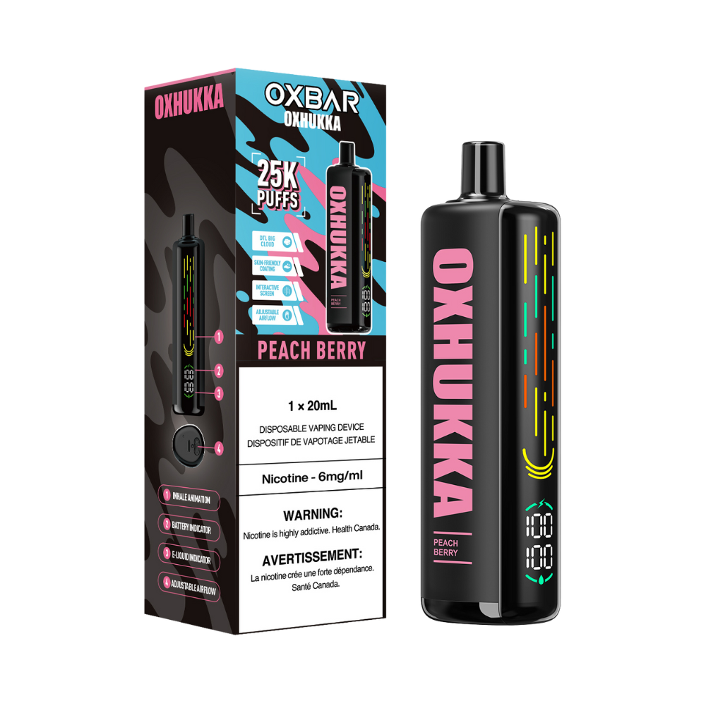 Oxbar Oxhukka 25K Bouffées Pêche Baie Rechargeable Jetable 20Mg