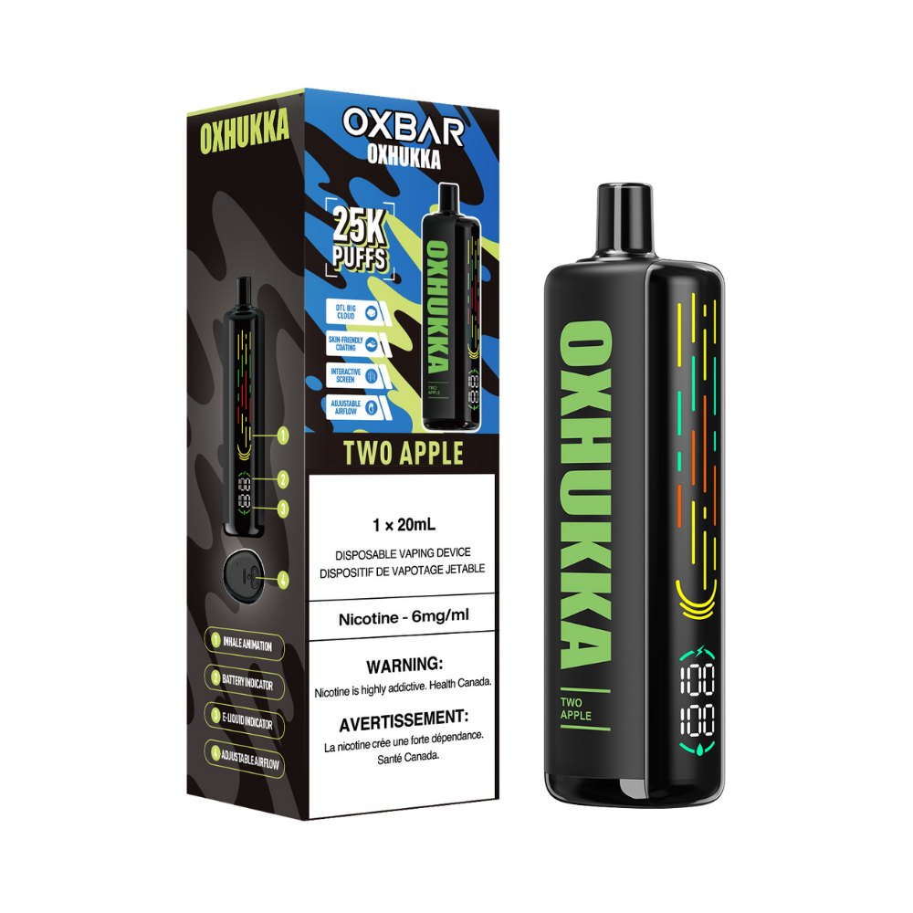 Oxbar Oxhukka 25K Bouffées Deux Pomme Rechargeable Jetable 20Mg