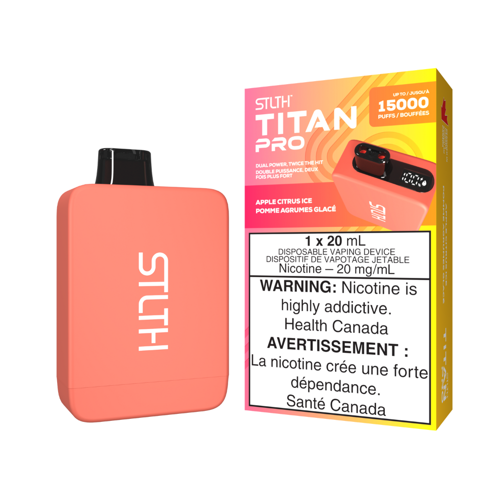 STLTH Titan Pro 15K Puffs Apple Citrus Ice Rechargeable Disposable Vape 20Mg
