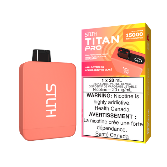 STLTH Titan Pro 15K Puffs Apple Citrus Ice Rechargeable Disposable Vape 20Mg