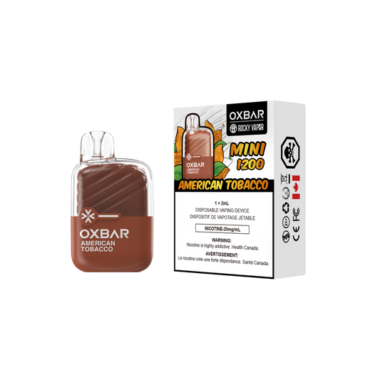 Oxbar Rocky Vapor Mini 1200 Puffs Vape jetable au tabac américain 20 mg