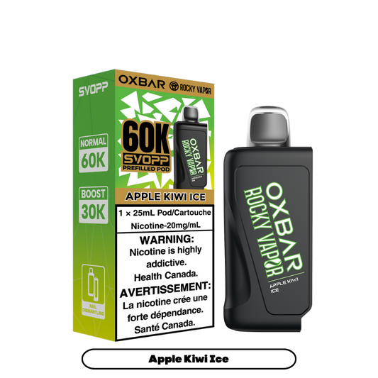 Svopp Oxbar Rocky Vapor 60K bouffées (Pods préremplis) - Pomme Kiwi Glacé
