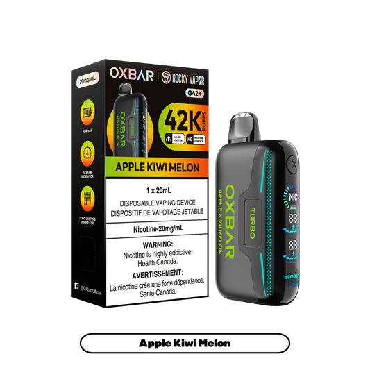 Oxbar Rocky Vapor G42k Apple Kiwi Melon 42K Puffs Adjustable Nicotine Rechargeable Disposable Vape 20Mg