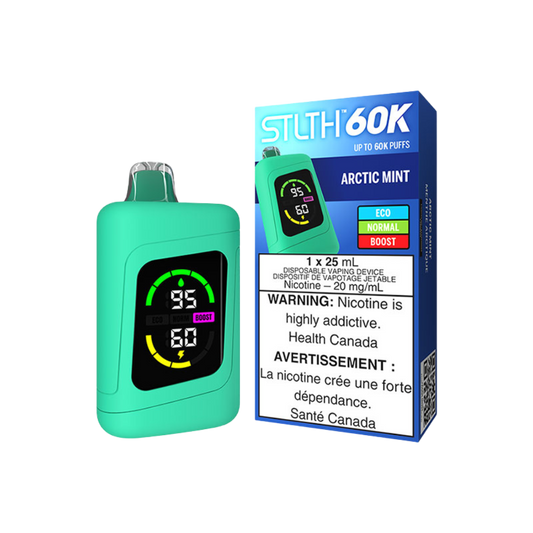STLTH 60K Puffs - Arctic Mint Rechargeable Disposable Vape 20Mg