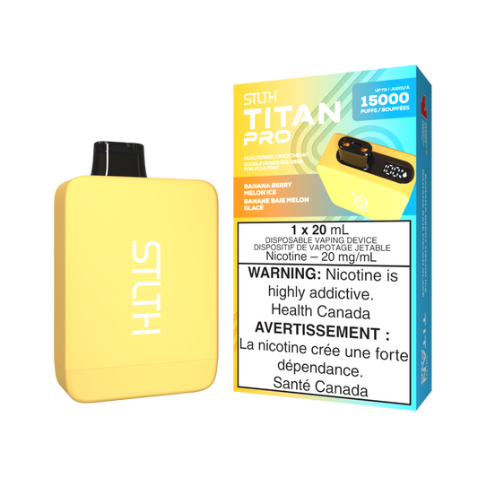 STLTH Titan 15K bouffées Banane Baie Melon Glacé cigarette électronique jetable rechargeable 20 mg