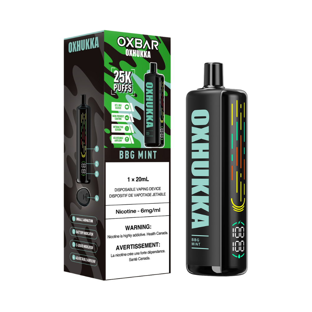 Oxbar Oxhukka 25K Puffs BBG Mint Rechargeable Disposable 20Mg