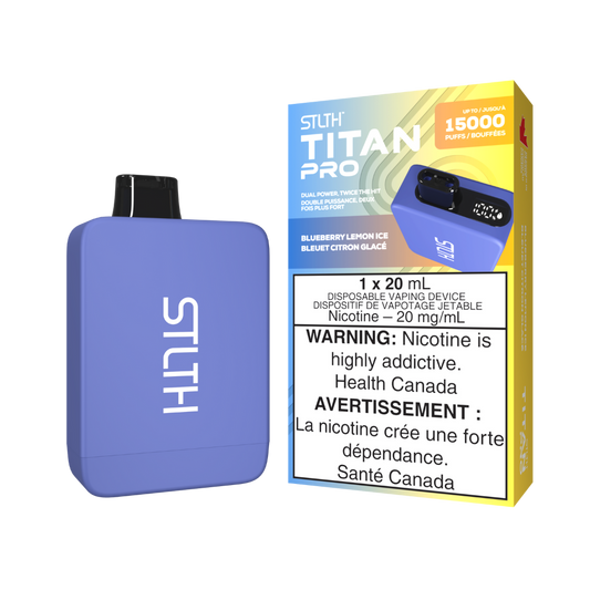 STLTH Titan 15K bouffées Glace aux myrtilles et au citron cigarette électronique jetable rechargeable 20 mg