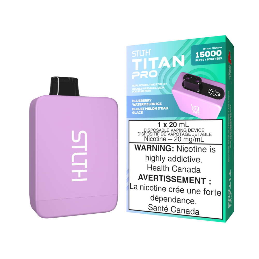 STLTH Titan Pro 15K Puffs Blueberry Watermelon Ice Rechargeable Disposable Vape 20Mg