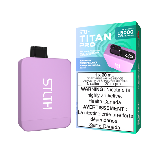 STLTH Titan Pro 15K Puffs Blueberry Watermelon Ice Rechargeable Disposable Vape 20Mg