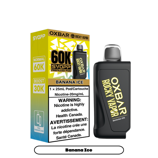 Svopp Oxbar Rocky Vapor 60K bouffées (Pods préremplis) - Banane Glacée