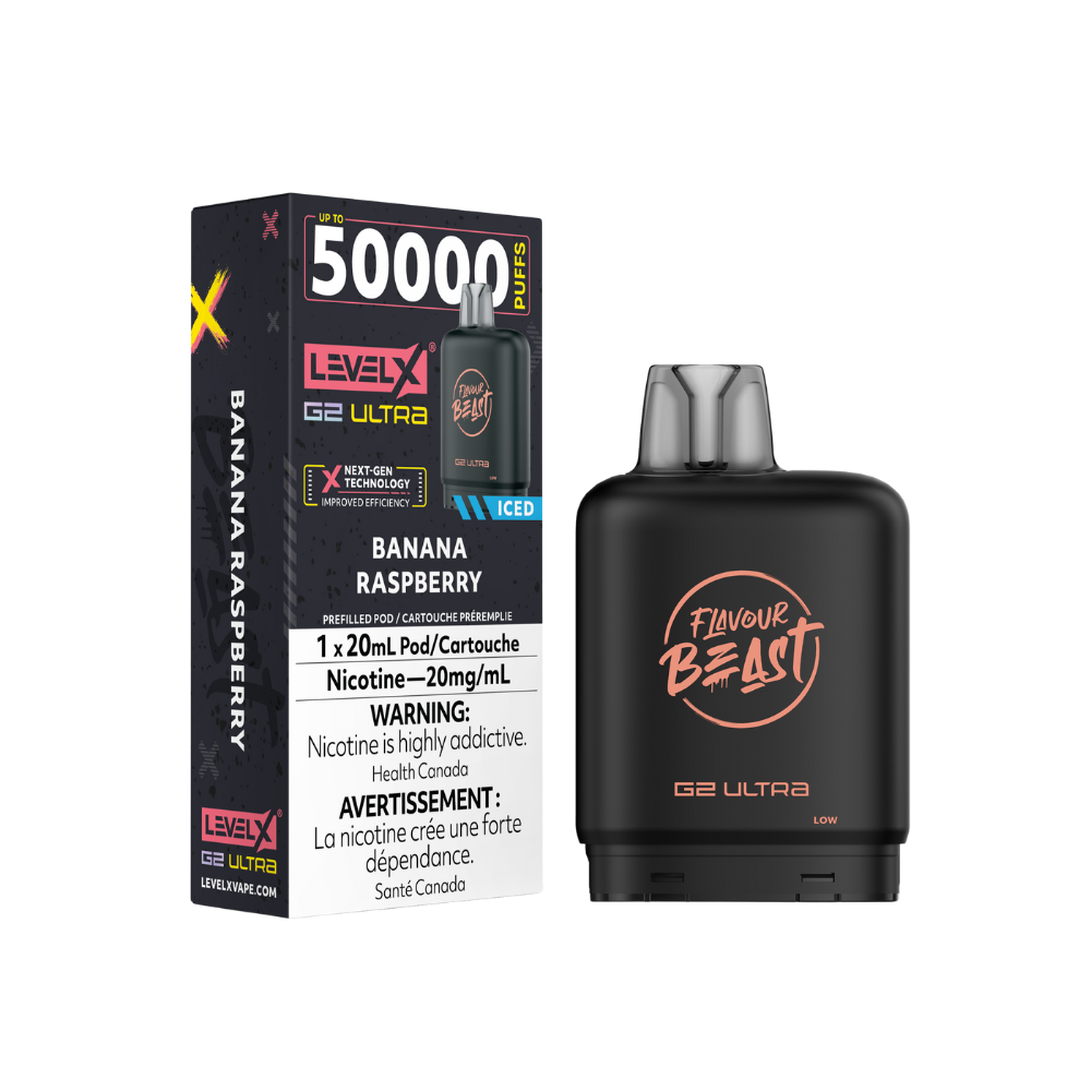 Flavour Beast Level X G2 Ultra 50K (Prefilled Pods) -  Banana Raspberry Iced