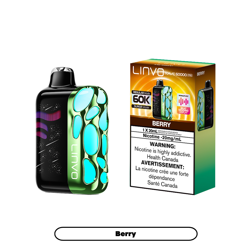 Linvo Rave 60000 Puffs - Berry Rechargeable Disposable Vape 20Mg