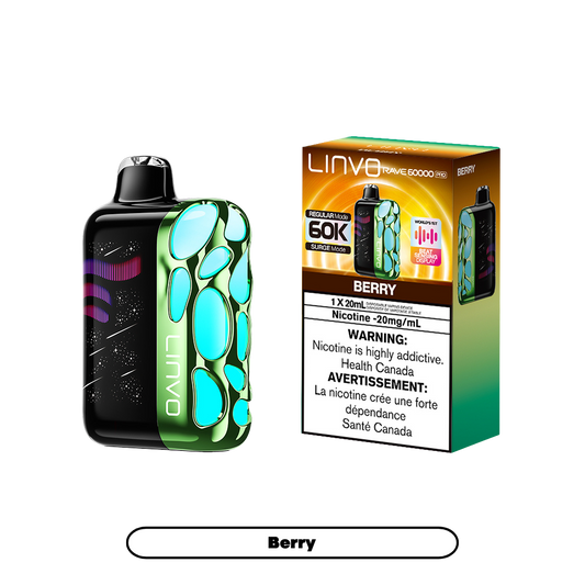 Linvo Rave 60000 Puffs - Berry Rechargeable Disposable Vape 20Mg