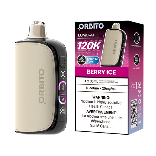 Orbito Lumo AI 120 000 bouffées Vape jetable rechargeable Glace aux baies 20 mg