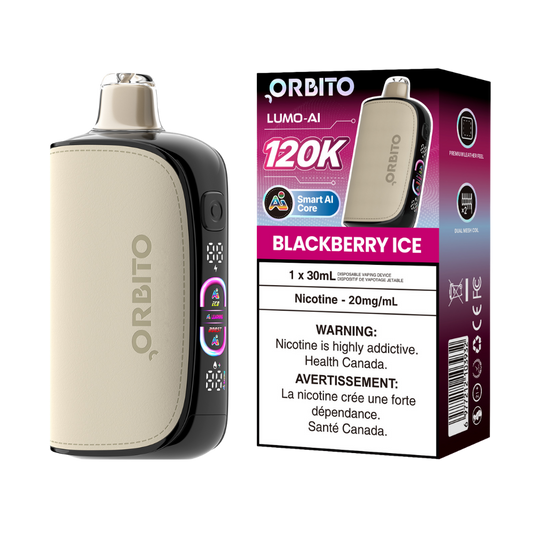 Orbito Lumo AI 120 000 bouffées Vape jetable rechargeable saveur Mûre Glacée 20 mg