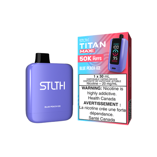 STLTH Titan Max 50K bouffées Vape jetable rechargeable - Glace à la pêche bleue 20 mg