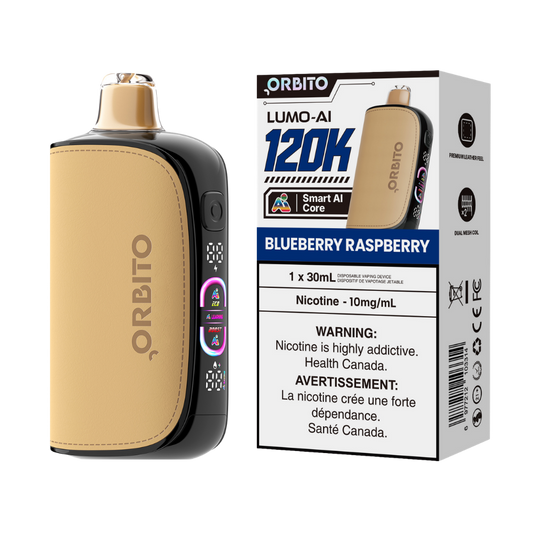Orbito Lumo AI 120 000 bouffées Vape jetable rechargeable myrtille framboise 10 mg