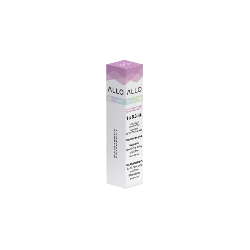 Allo Ultra 1600 Puffs Blue Raspberry Peach Rechargeable Disposable Vape 20Mg