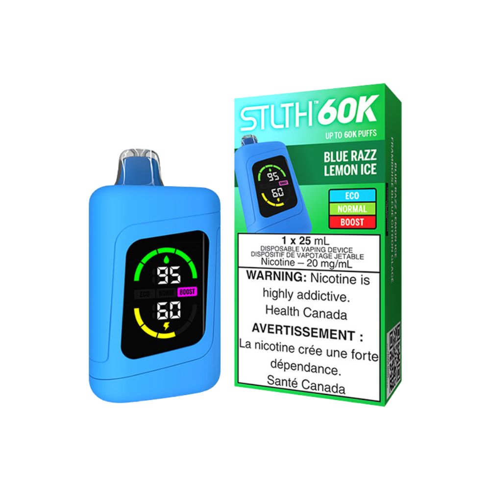 STLTH 60K Puffs - Blue Razz Lemon Ice Rechargeable Disposable Vape 20Mg