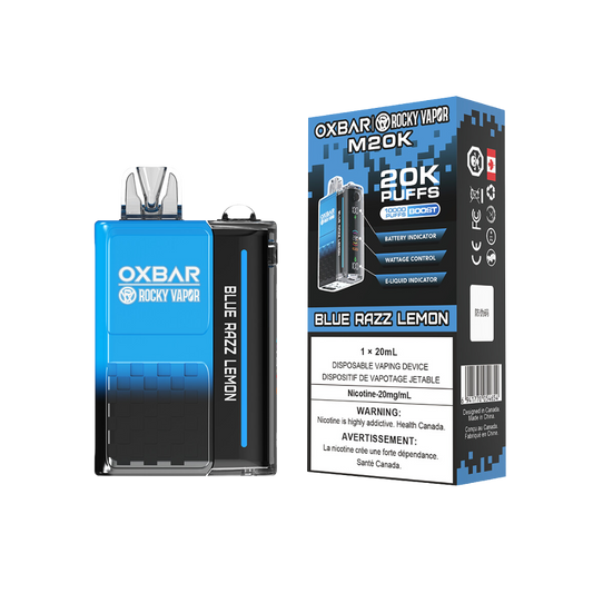 Oxbar Rocky Vapor M20K 20K Puffs Blue Razz Lemon Vape jetable rechargeable à puissance réglable 20 mg