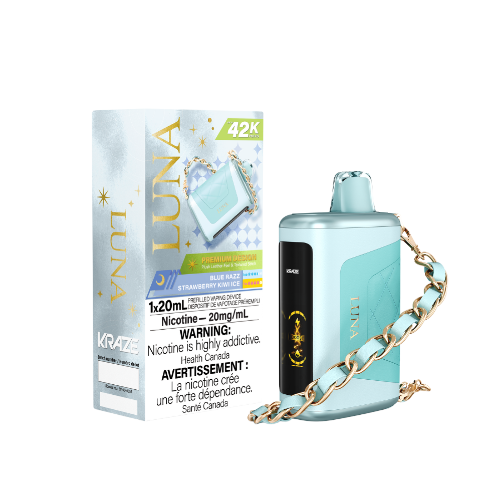 Kraze Luna 42K bouffées Blue Razz Fraise Kiwi Glacé Vape jetable rechargeable 20Mg