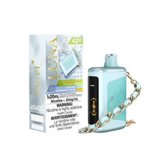 Kraze Luna 42K bouffées Blue Razz Fraise Kiwi Glacé Vape jetable rechargeable 20Mg