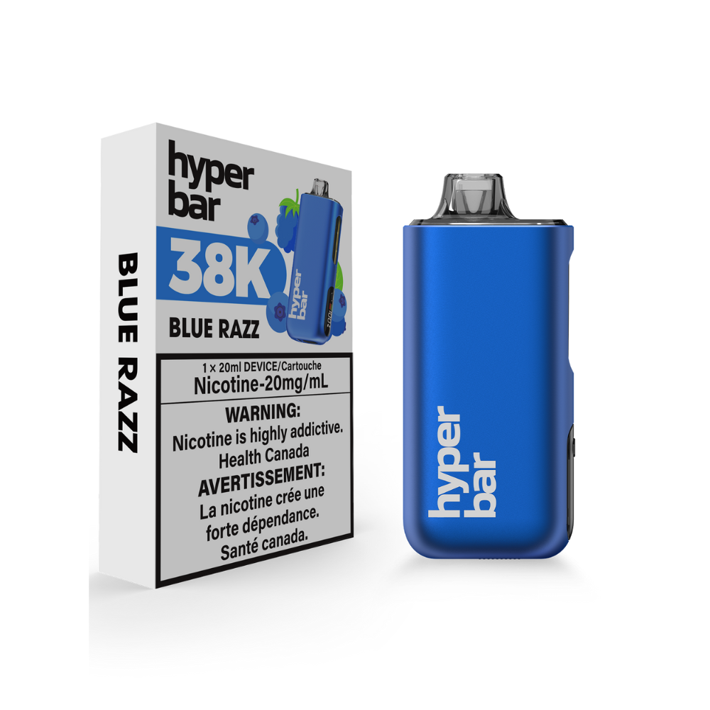 Hyper Bar 38K Puffs Blue Razz Rechargeable Disposable  20Mg