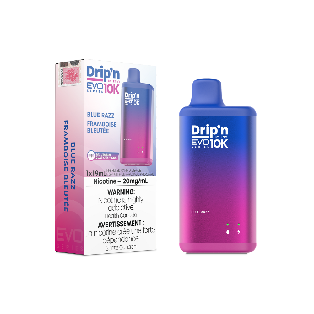 Dripin EVO 10K Puffs Blue Razz Rechargeable Disposable Vape 20Mg