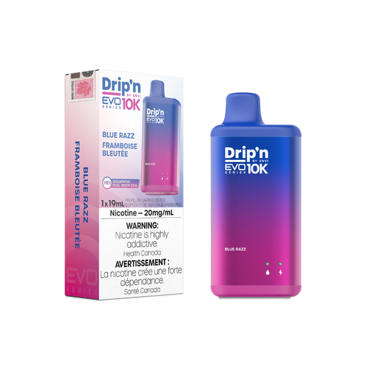 Dripin EVO 10K Puffs Blue Razz Rechargeable Disposable Vape 20Mg