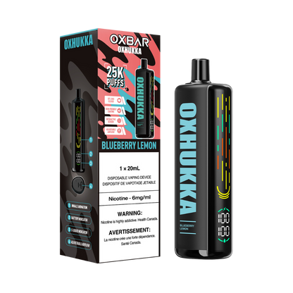 Oxbar Oxhukka 25K Bouffées Myrtille Citron Rechargeable Jetable 20Mg
