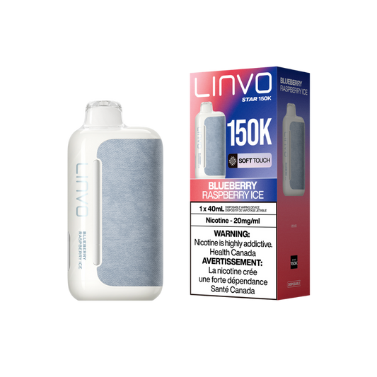 Vape jetable rechargeable Linvo Star 150K bouffées, myrtille-framboise glacée, 20 mg