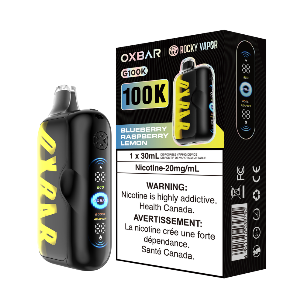 Oxbar Rocky Vapor G100k Myrtille Framboise Citron Vape jetable rechargeable 20 mg