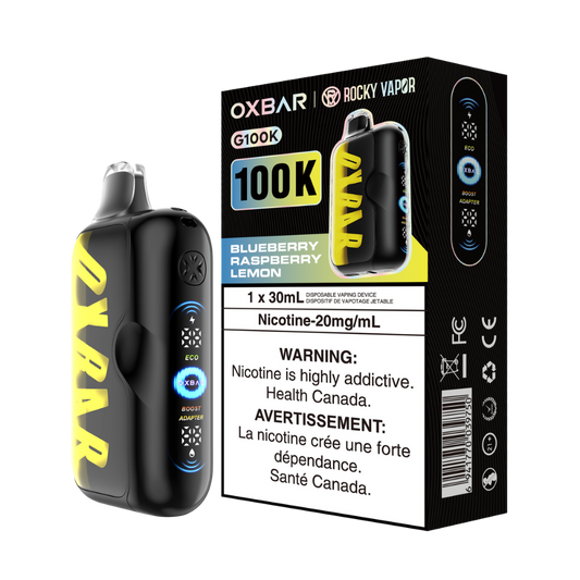 Oxbar Rocky Vapor G100k Blueberry Raspberry Lemon Rechargeable Disposable Vape 20Mg