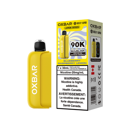 Oxbar Rocky Vapor Maglink Pod 90K bouffées - Pods jetables préremplis myrtille framboise citron 20Mg