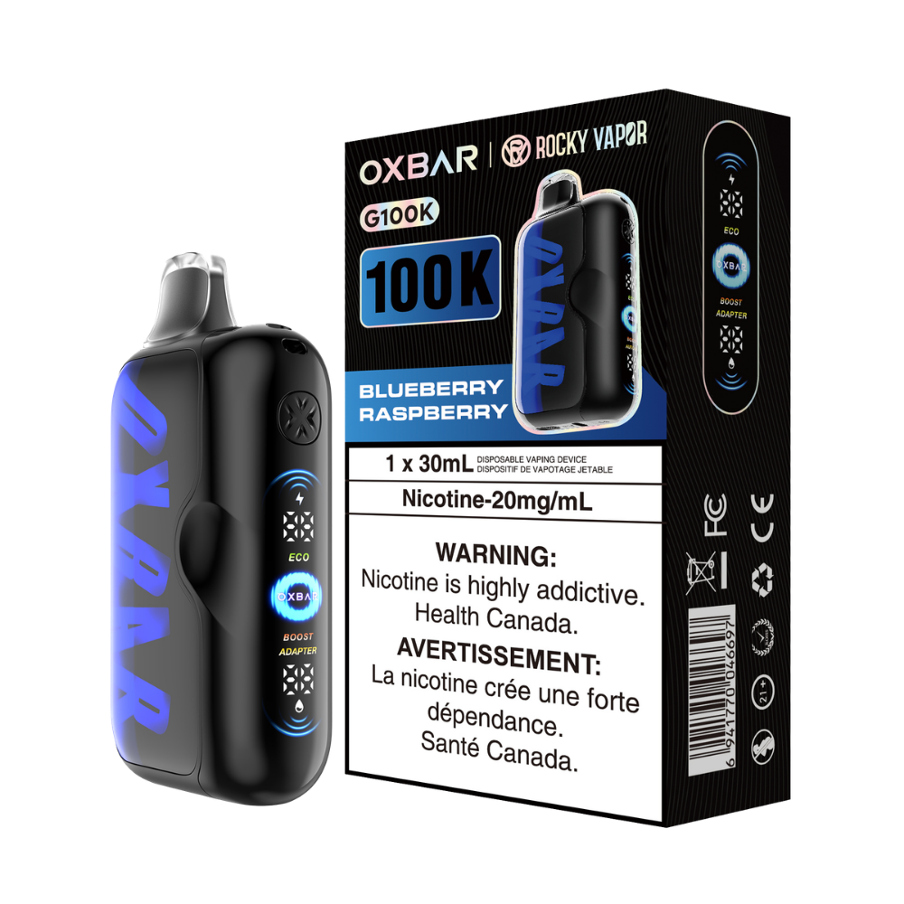 Oxbar Rocky Vapor G100k Myrtille Framboise Vape Jetable Rechargeable 20Mg